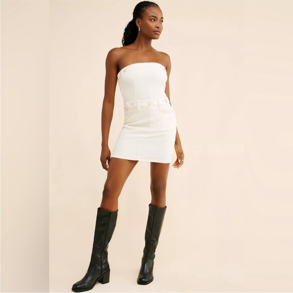 Good American Fit For Success Strapless Denim Minidress